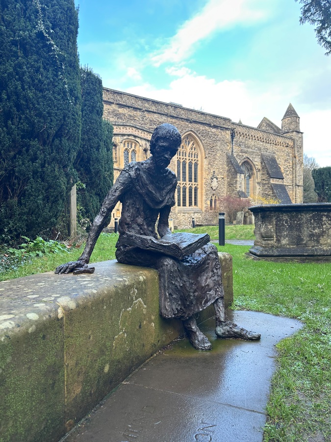 Ancient Abbey and Sculpture