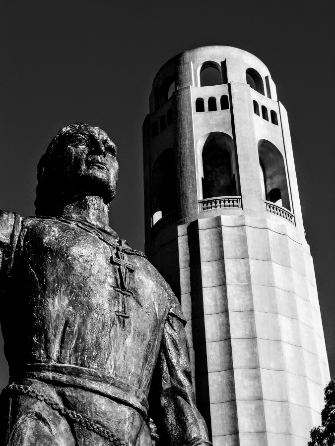 Coit Tower and Christopher Columbus Statue