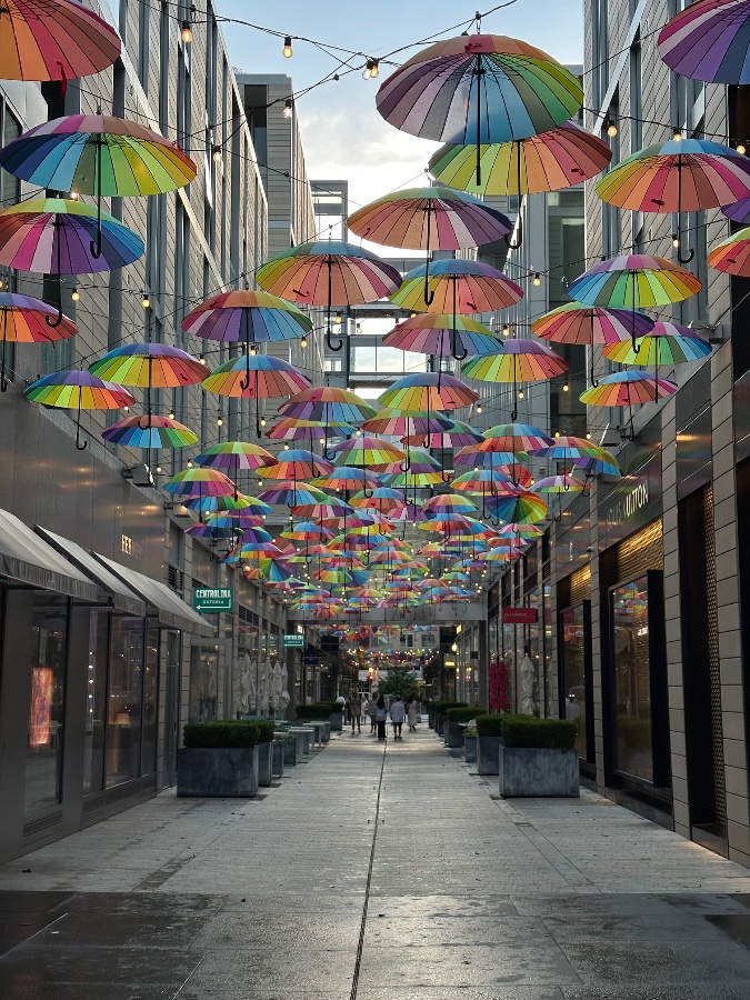 Colorful Umbrella Street Installation