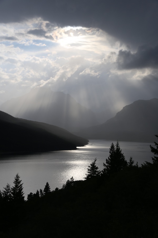 Sunlight streams through the clouds