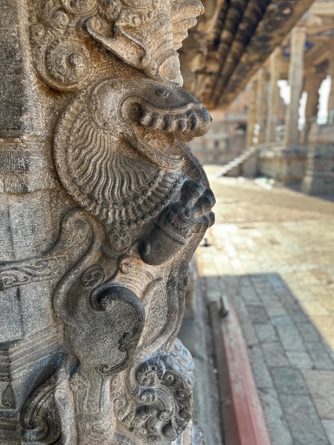 Carved Yali at Brihadeeswarar Temple