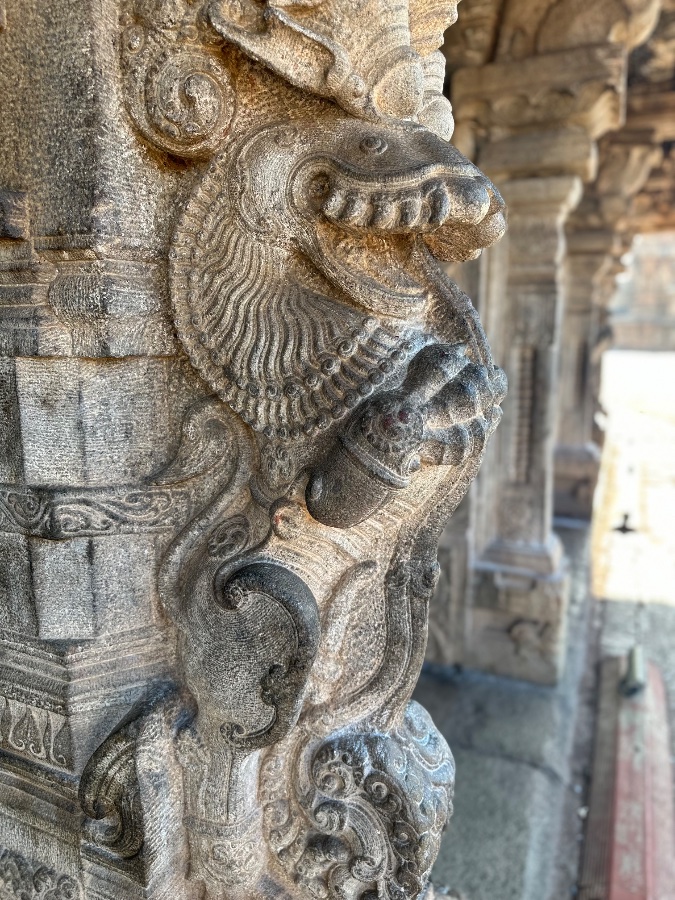 Carved Yali at Brihadeeswarar Temple