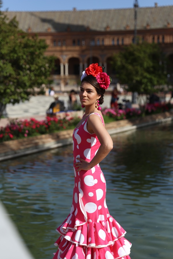 Traditional Flamenco Dress at Plaza de España