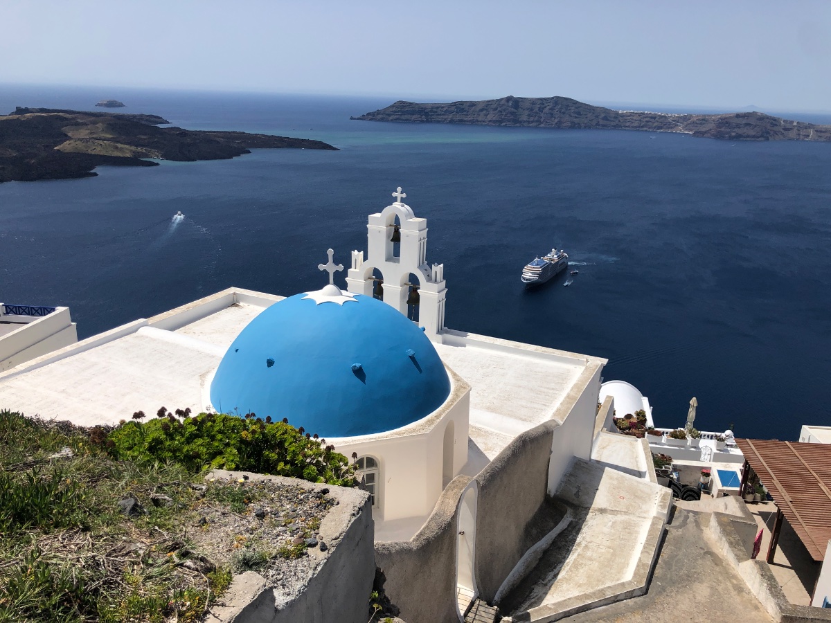 Blue Domed Church in Santorini