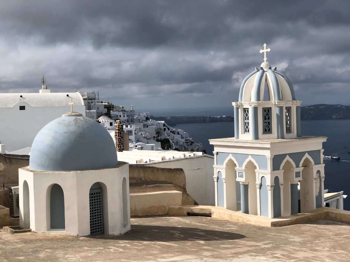 Santorini Blue Domes
